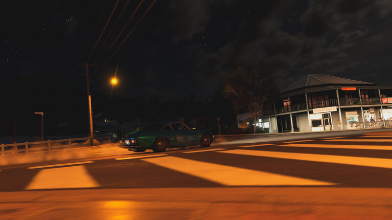 Green Car on Road — Orange