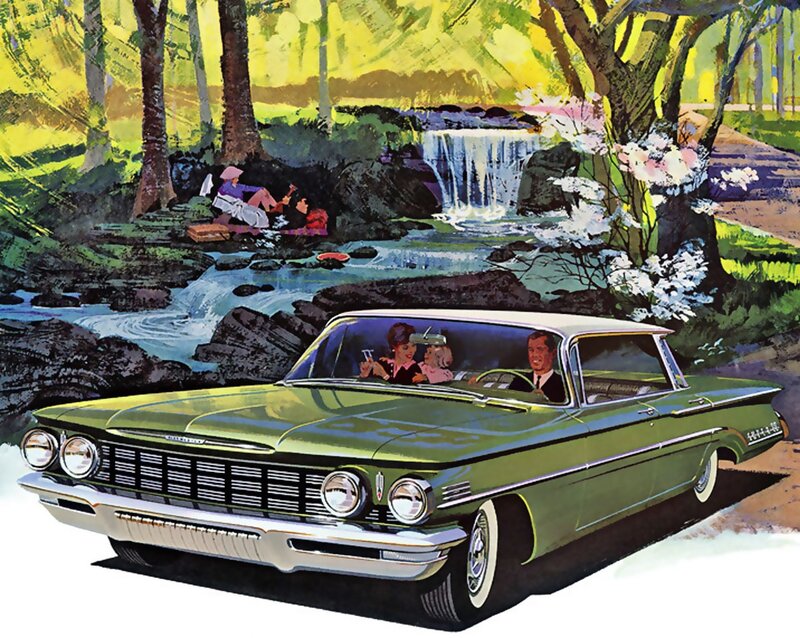Green Car on Road — Serene