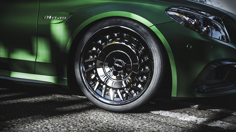 Green Car Wheel — Dramatic, Photograph
