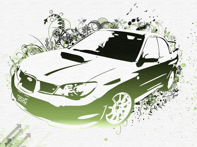 green car with floral design