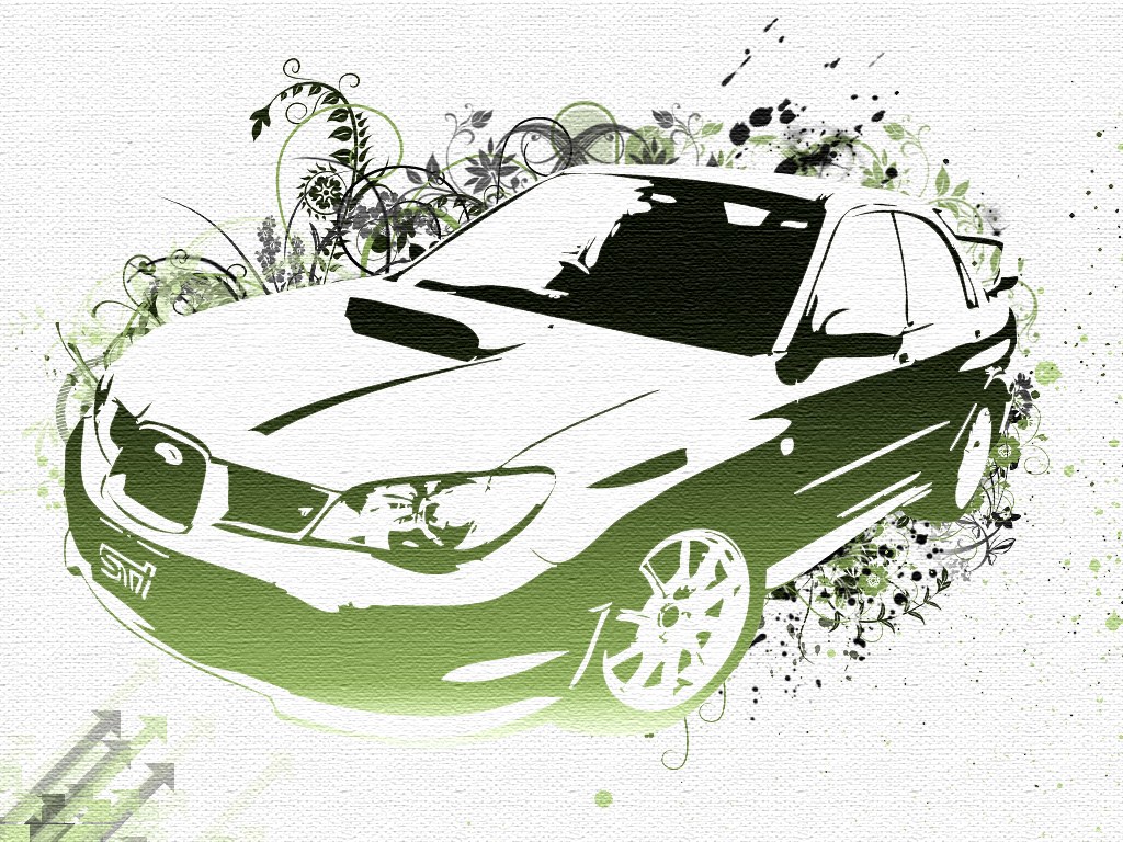 green car with floral design