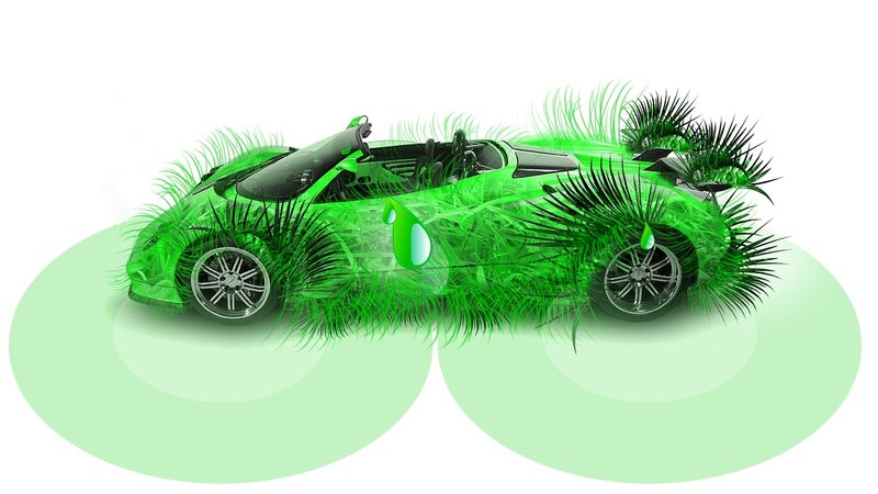 green car with grass texture