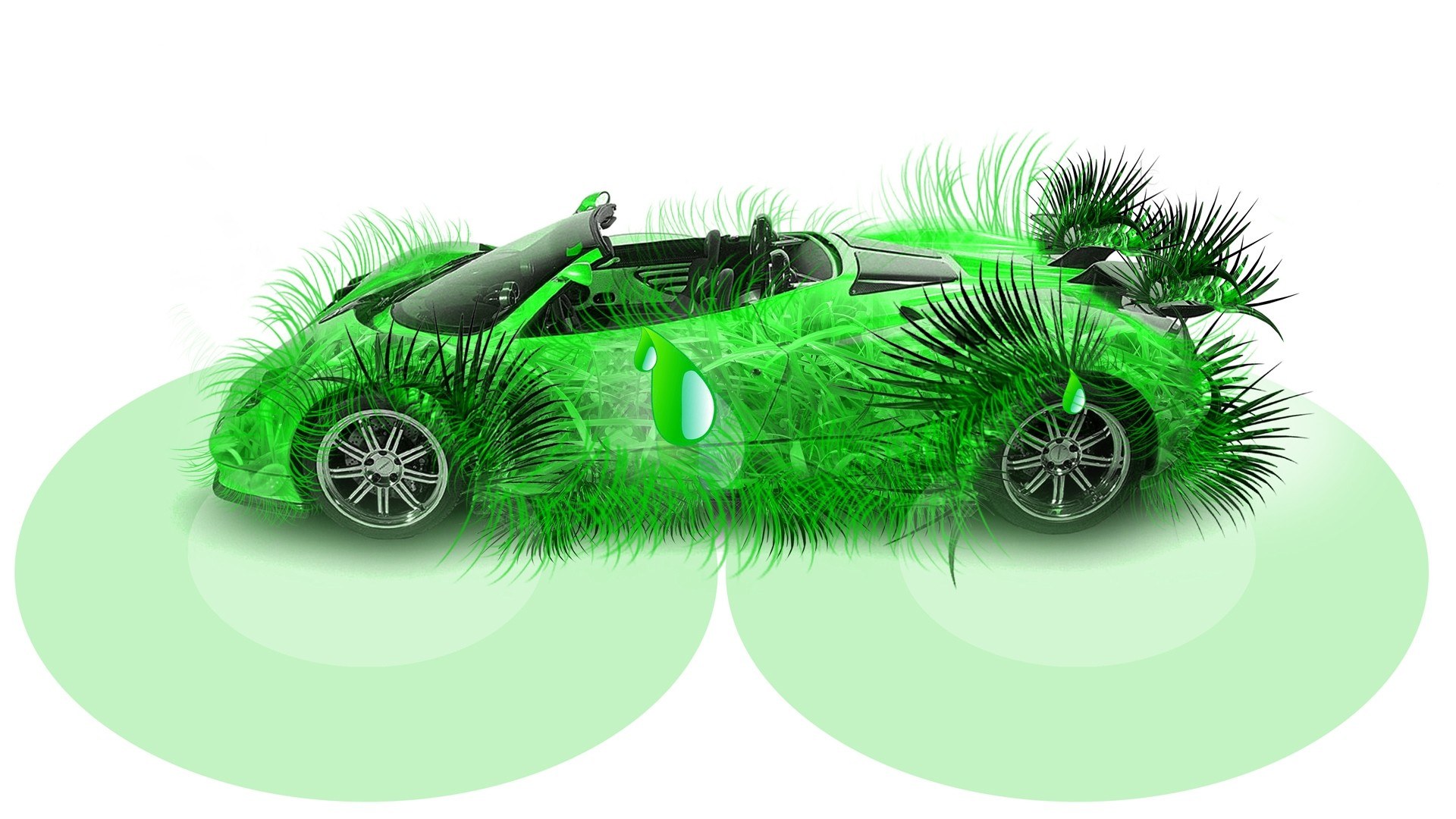 green car with grass texture