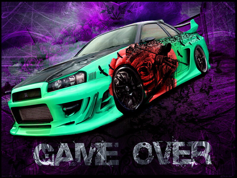 green car with rose design