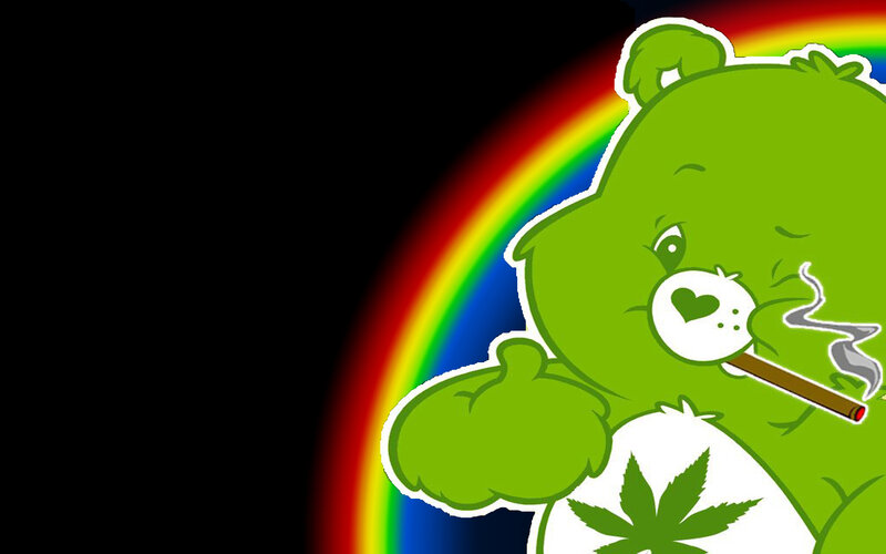 Green Care Bear with joint