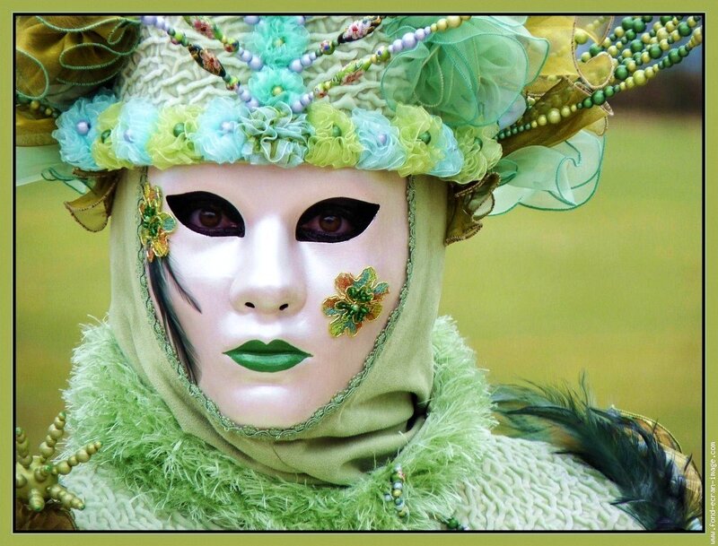 green carnival mask portrait