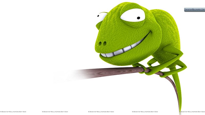 Green Cartoon Chameleon