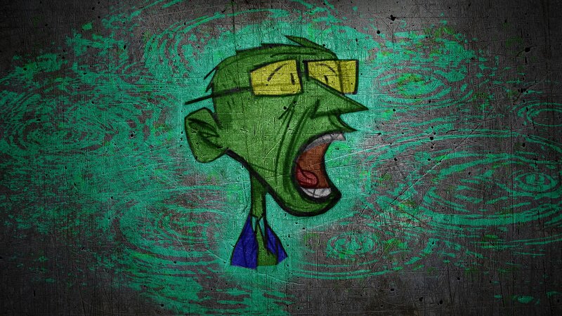 Green Cartoon Character — Aggressive