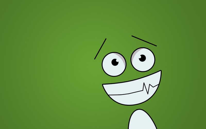 green cartoon character face