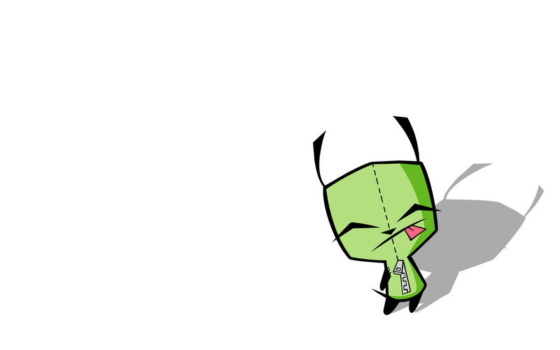Green cartoon character with tongue out