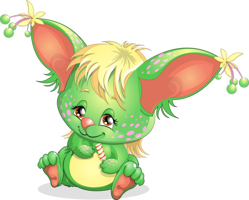 Green Cartoon Creature — Playful