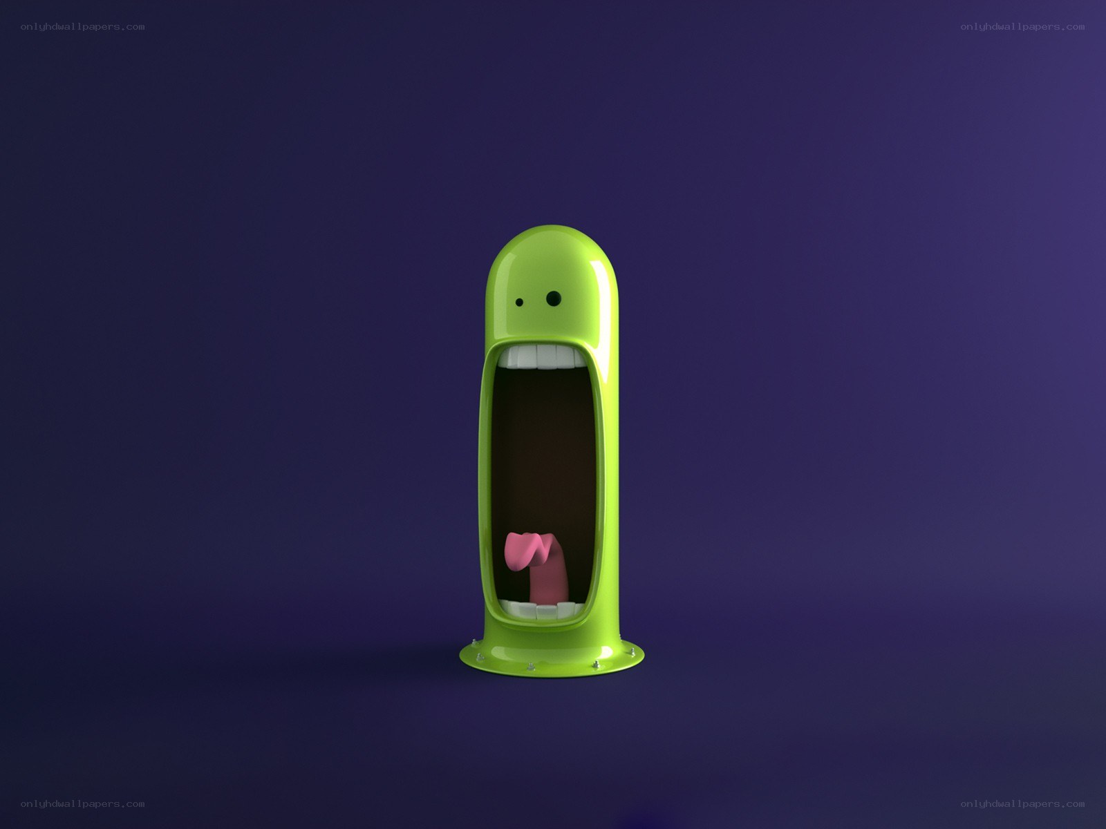 green cartoon creature with open mouth
