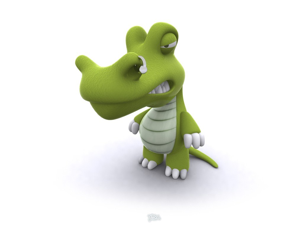 green cartoon crocodile character