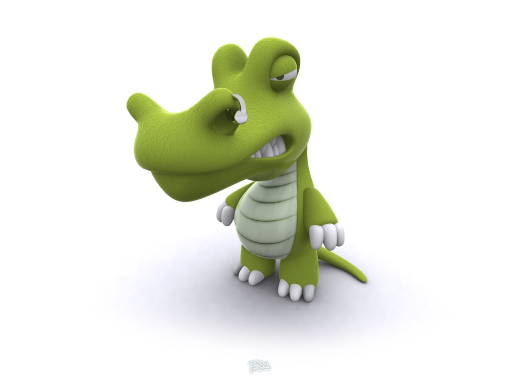 green cartoon crocodile character