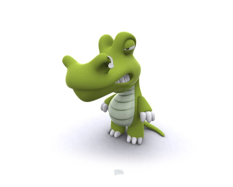 green cartoon crocodile character