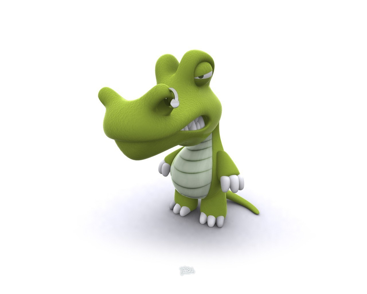 green cartoon crocodile character