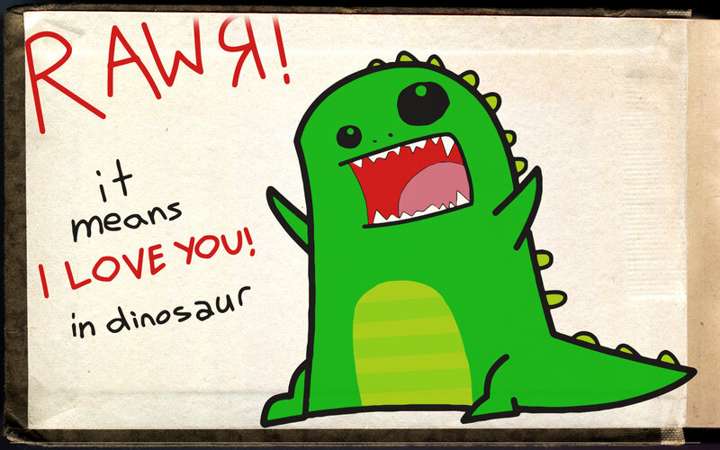 Green Cartoon Dinosaur — Playful, Illustration, Text, Paper