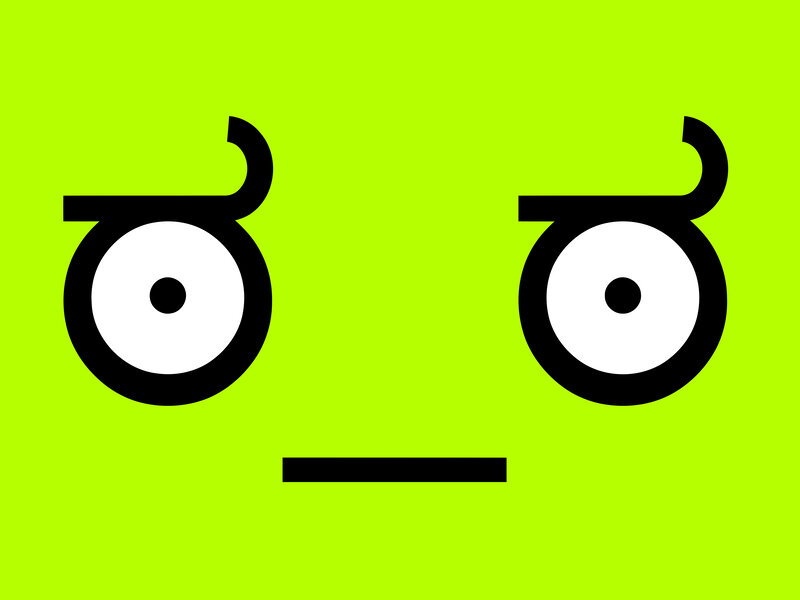 green cartoon eyes