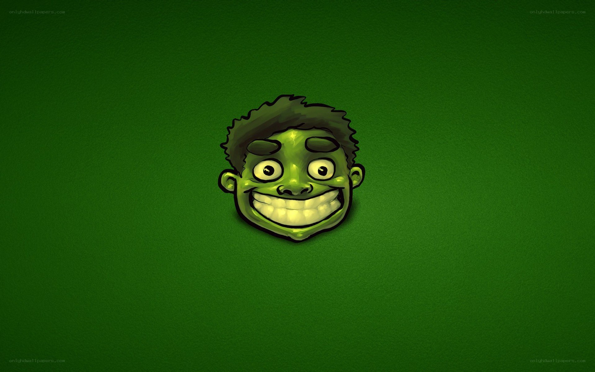 green cartoon face on green background