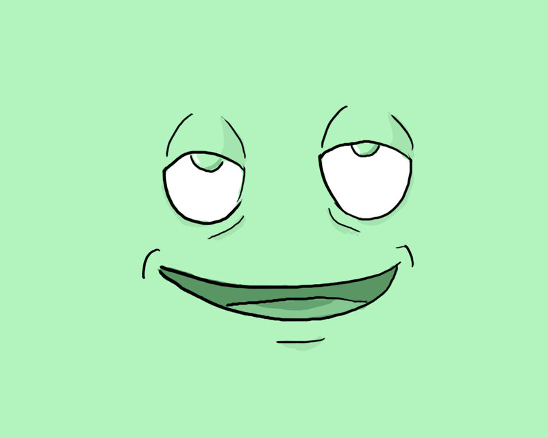 Green Cartoon Face — Playful