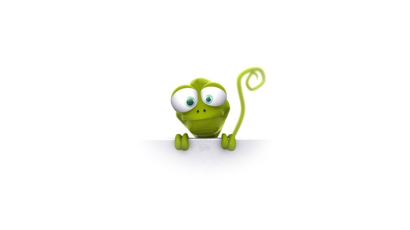 green cartoon frog peeking