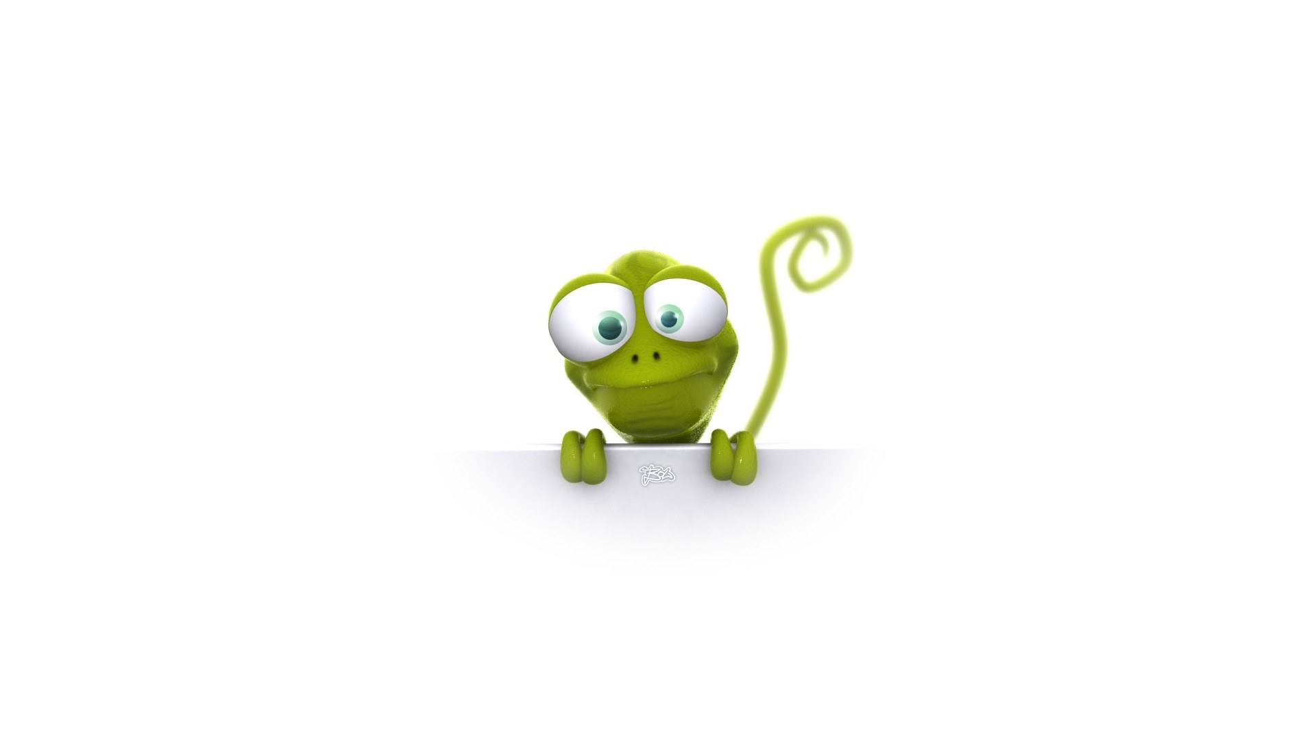 green cartoon frog peeking