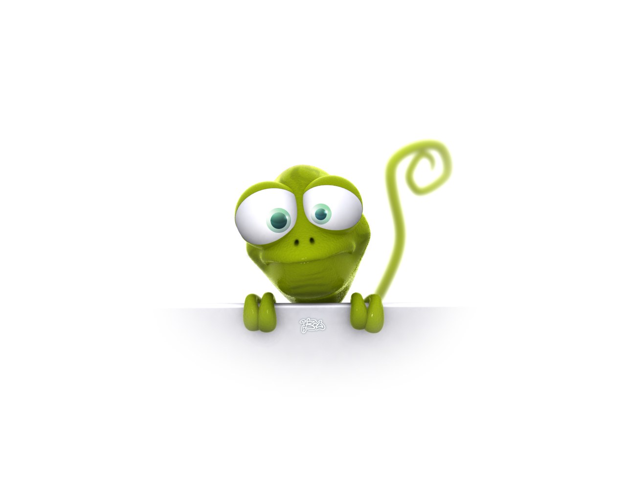 green cartoon frog peeking