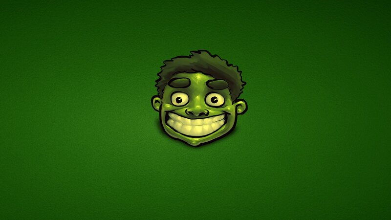 Green Cartoon Head — Playful
