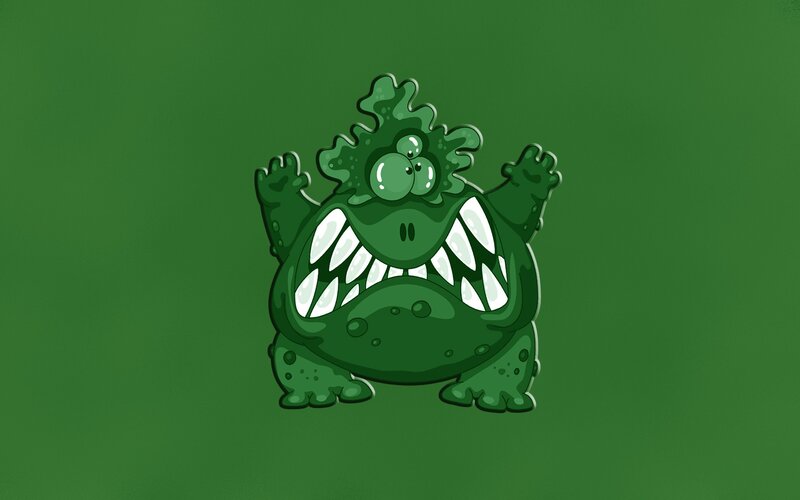 green cartoon monster character