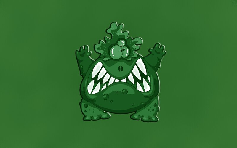 green cartoon monster character
