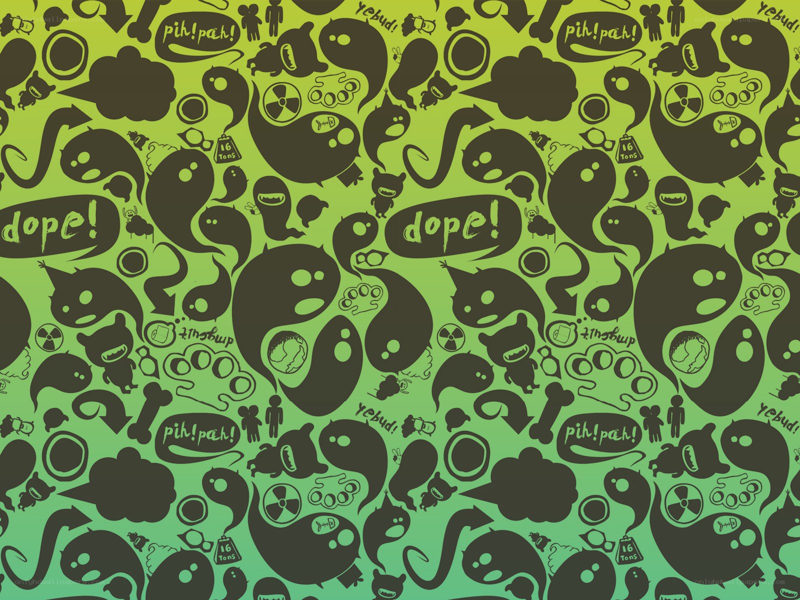 green cartoon pattern