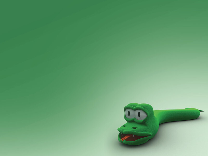 green cartoon snake on gradient