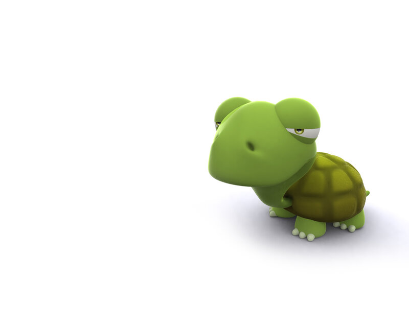 Green Cartoon Turtle — Neutral, 3d Render