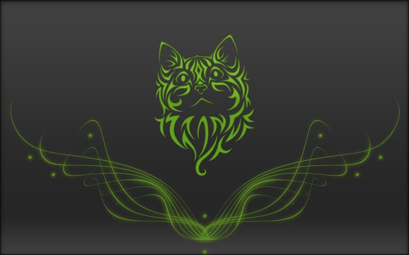 green cat tribal design
