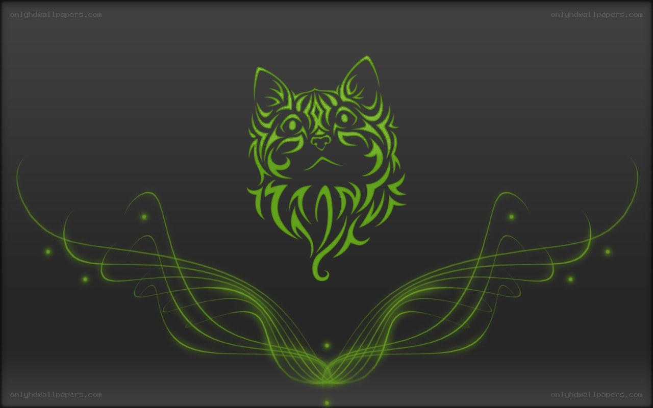 green cat tribal design