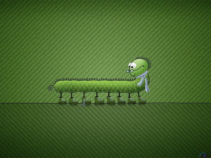 Green Caterpillar Character — Playful