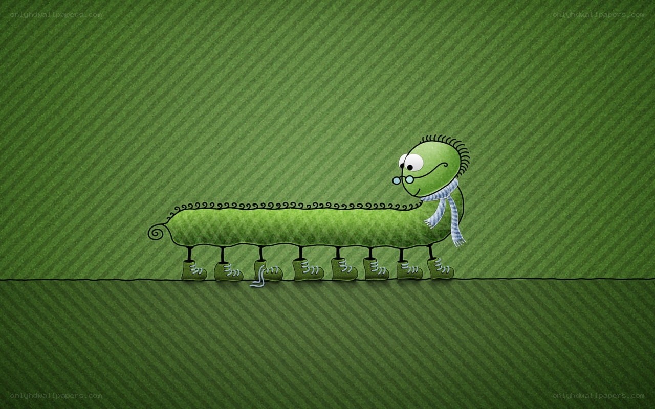green caterpillar with boots