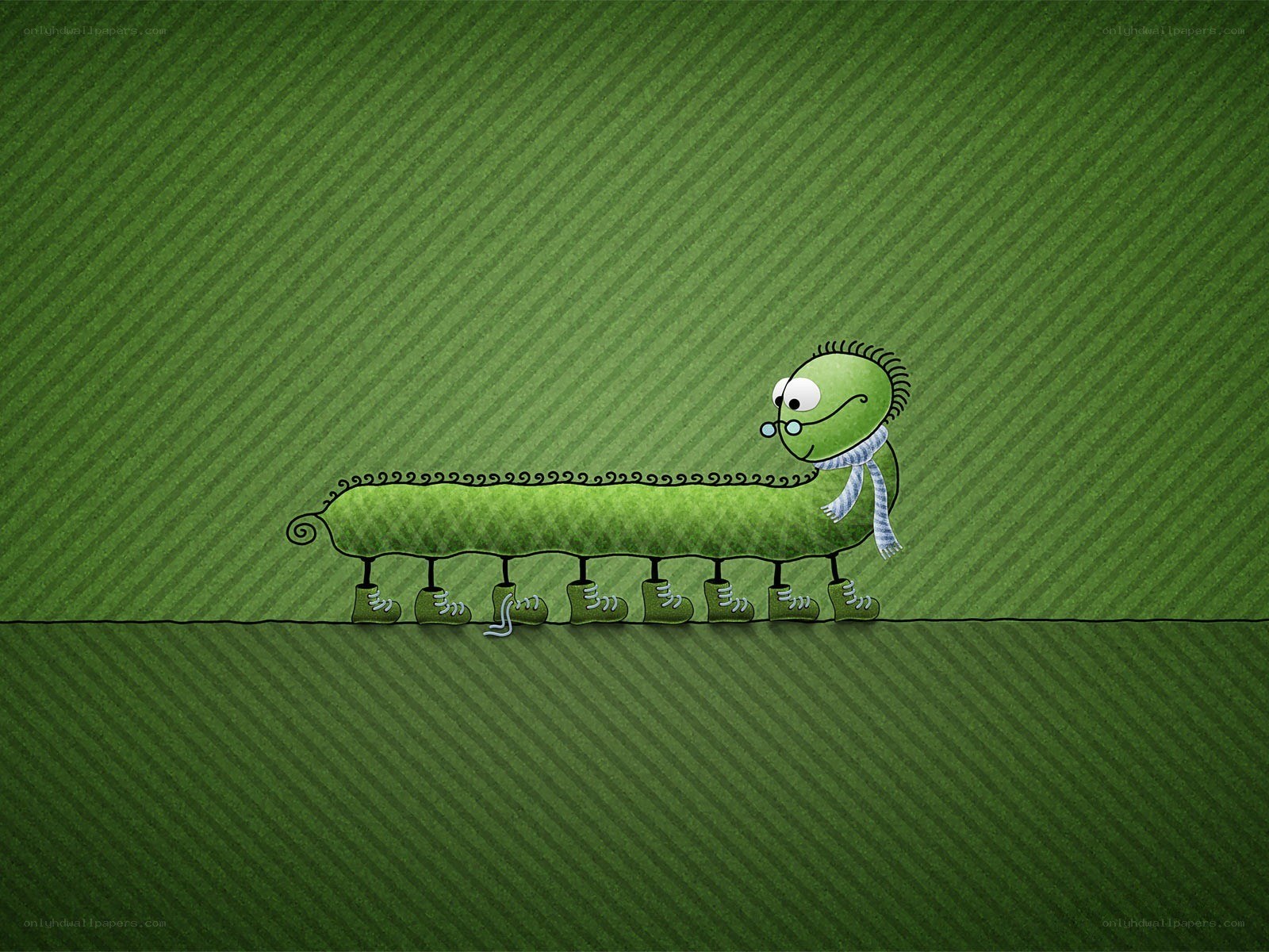green caterpillar with boots