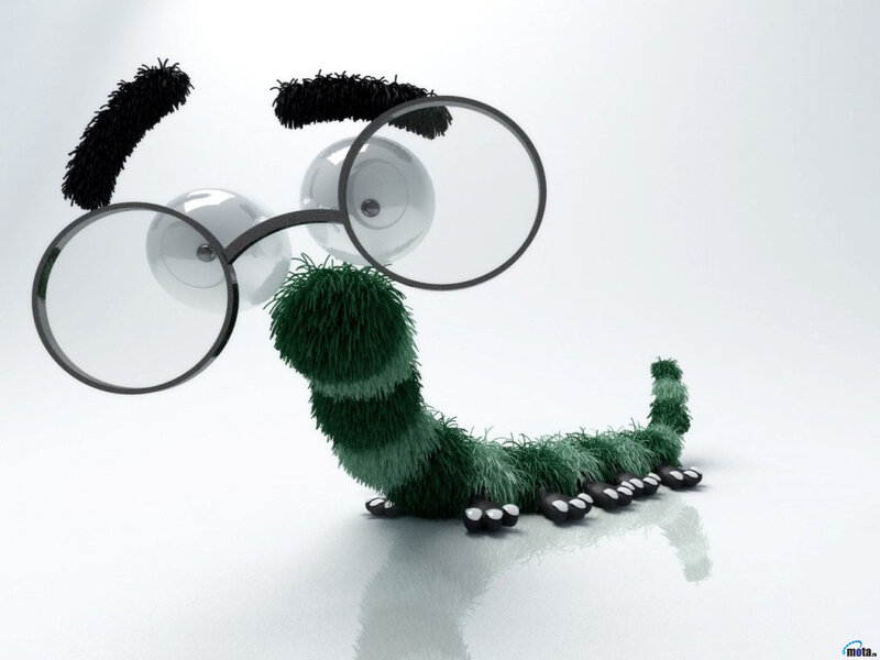 Green Caterpillar with Glasses — Playful