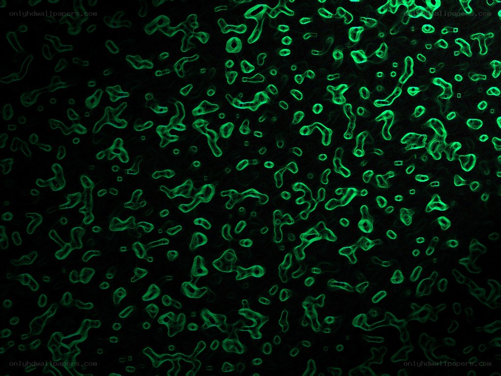 green cellular patterns on black