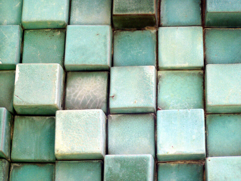 green ceramic tile wall