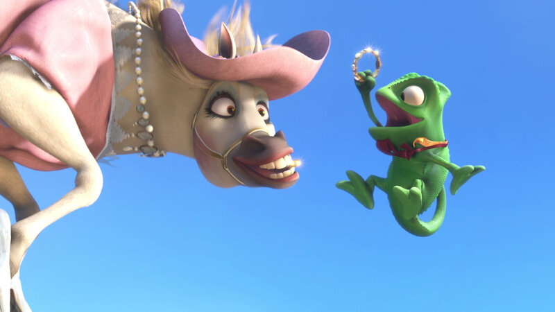 Green Chameleon and Horse