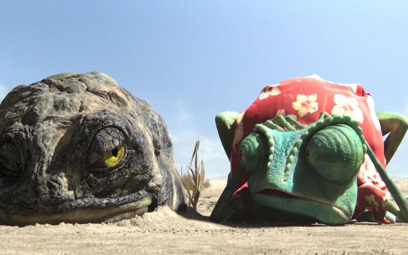 Green Chameleon and Toad