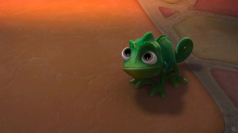 Green Chameleon — Calm, 3d Render, Stone Floor