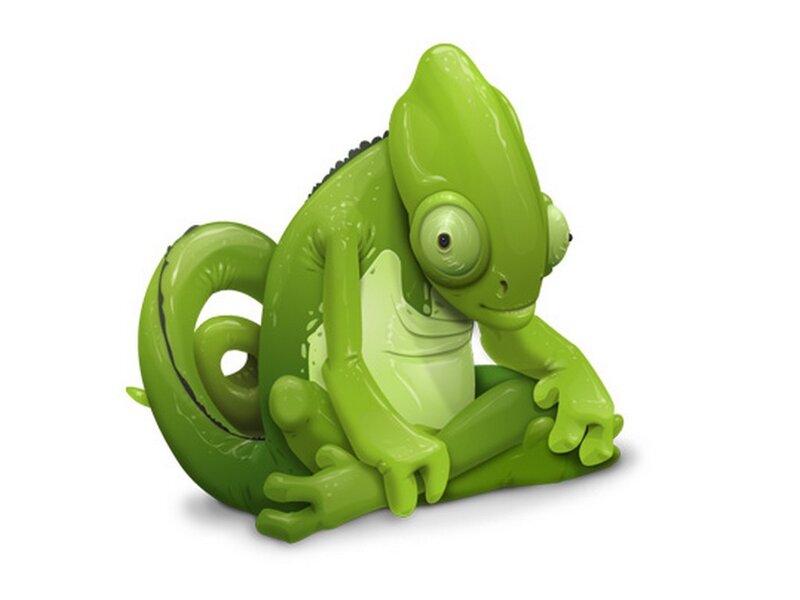 Green Chameleon — Calm, 3d Render
