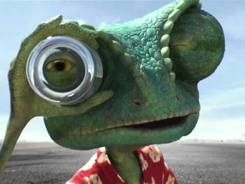 Green Chameleon Character — Curious