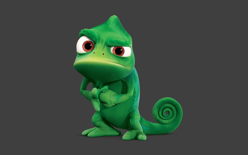 Green Chameleon Character — Neutral, 3d Render, Tail