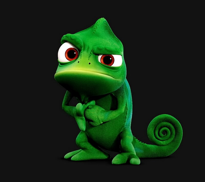 Green Chameleon Character — Neutral, 3d Render