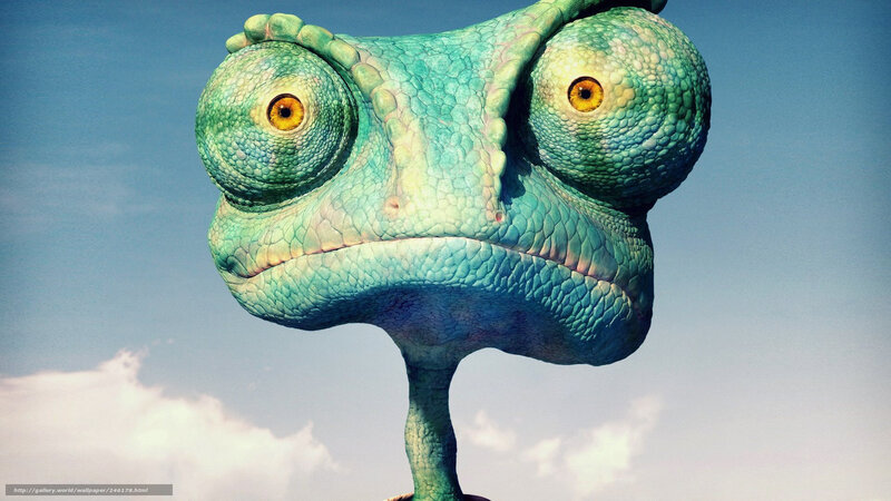 Green Chameleon Head — Blue, Calm, Afternoon