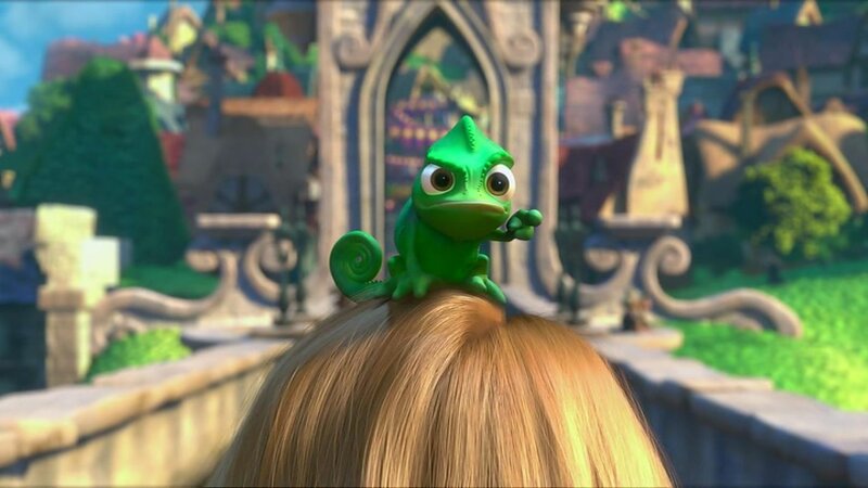 Green Chameleon on Head